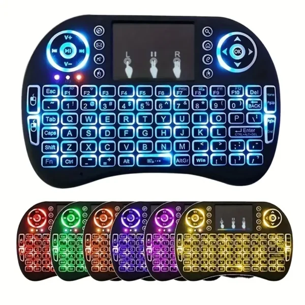 Tastiera Wireless con Touchpad - 2.4G, Retroilluminazione a 7 Colori, Plug & Play
