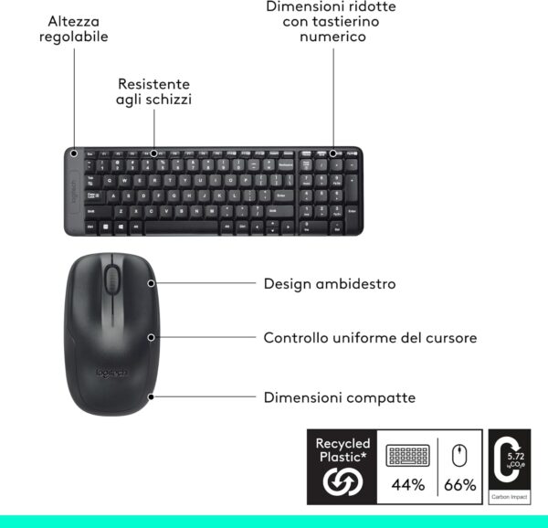 Logitech MK220 Combo Tastiera e Mouse Wireless - immagine 2