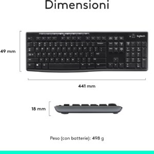 Logitech MK270 Combo Tastiera e Mouse Wireless per Windows